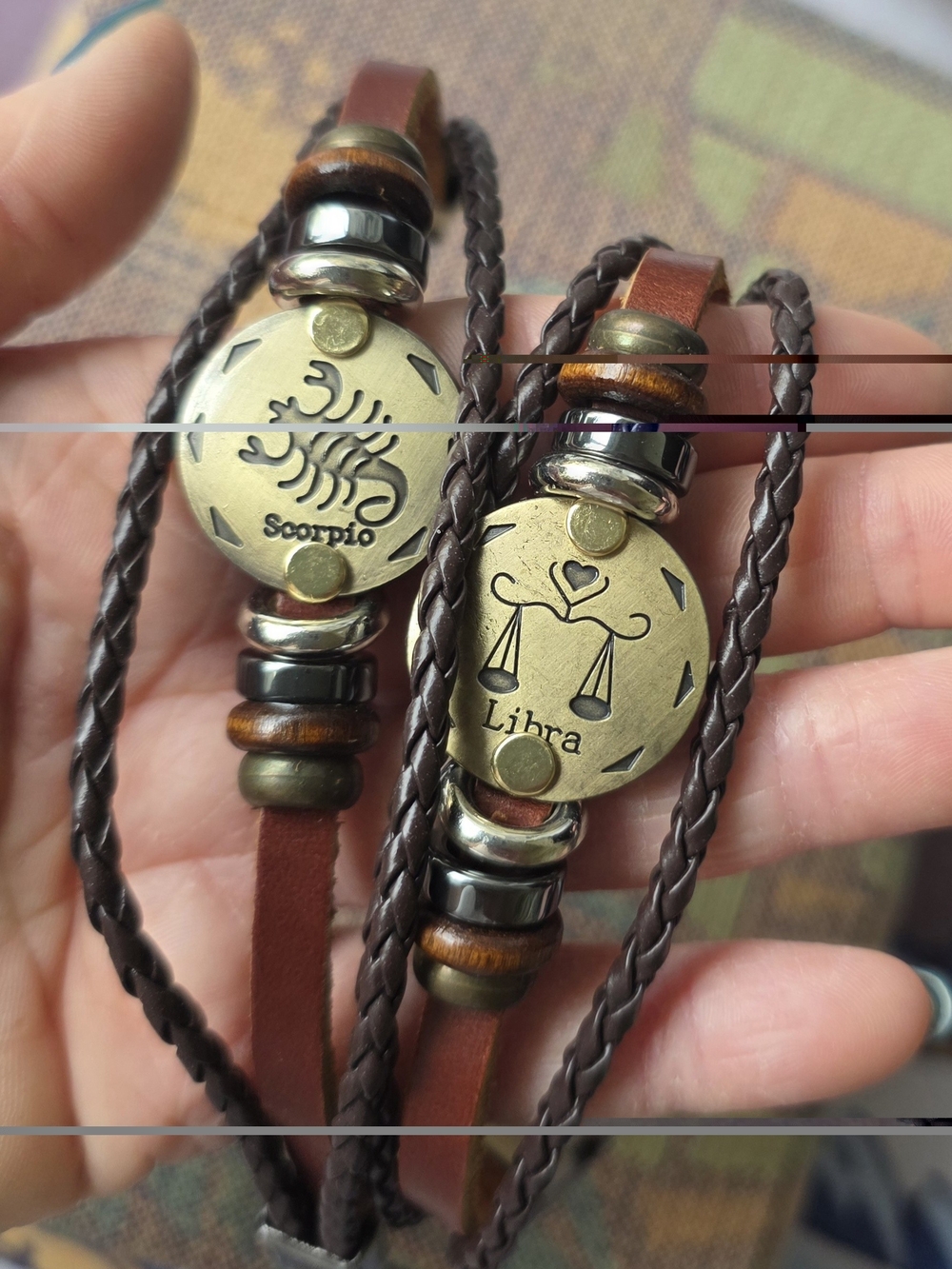 Brown Leather Zodiac Bracelet – Scorpio / Libra